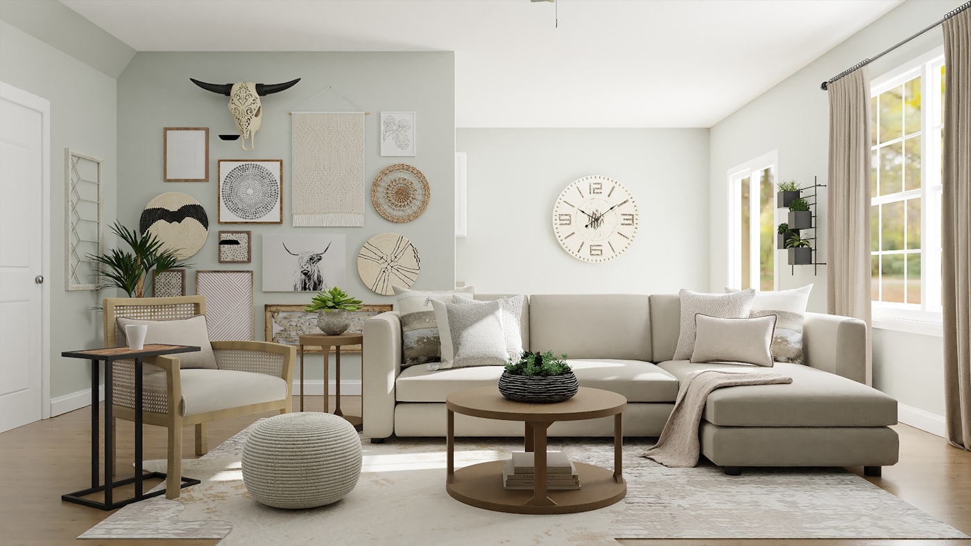 Interior styled with linen, ceramics and natural light